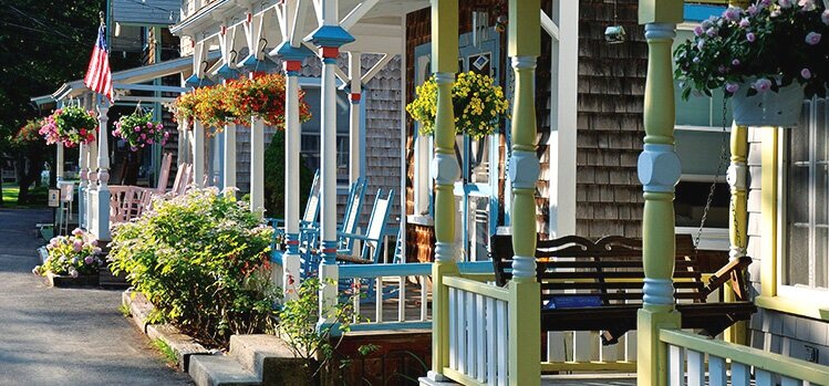 Victorian-era cottages show off their candy colors in Oak Bluffs, Martha’s Vineyard. Photo: MVCC.