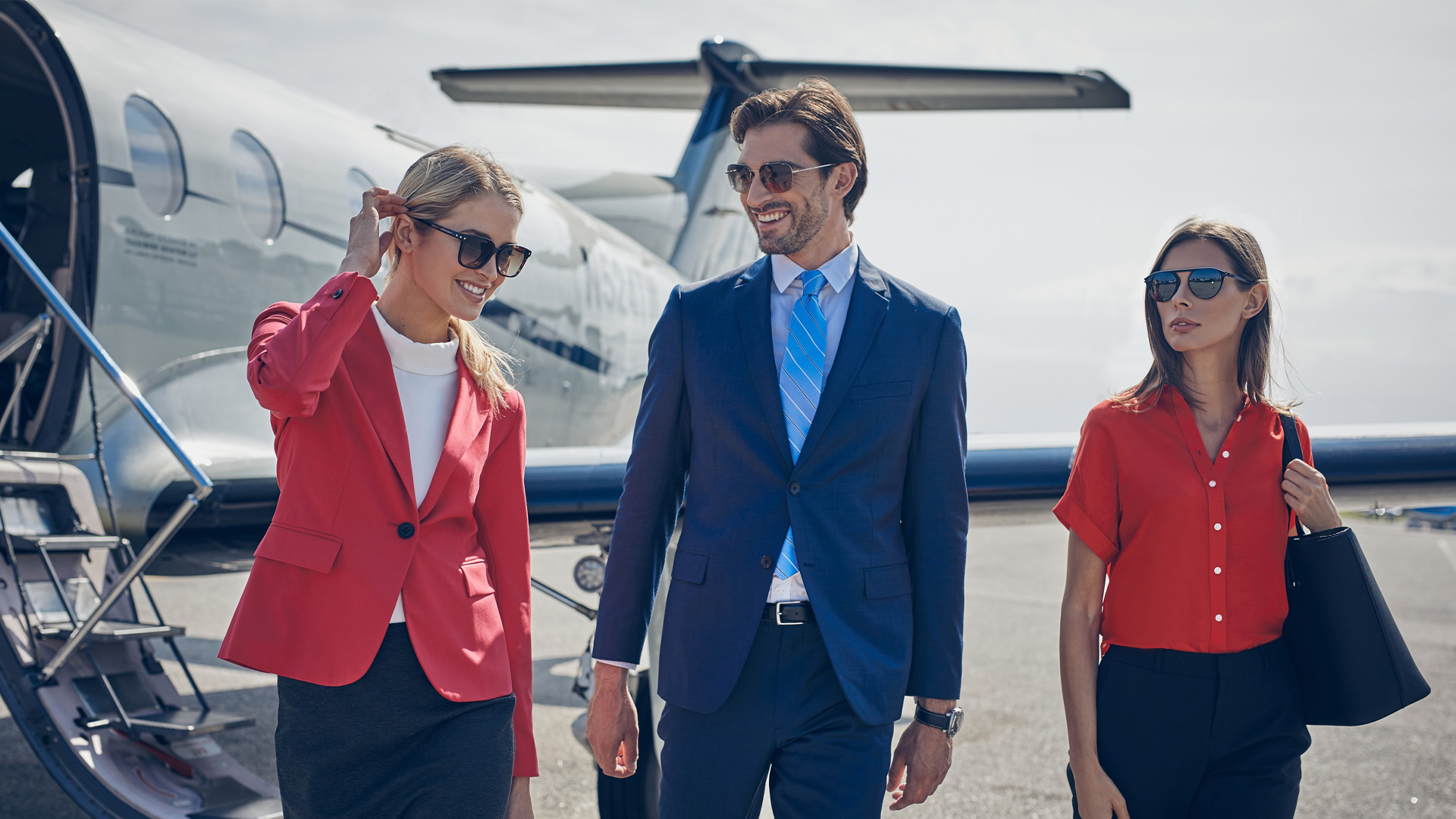 Business professionals traveling for work