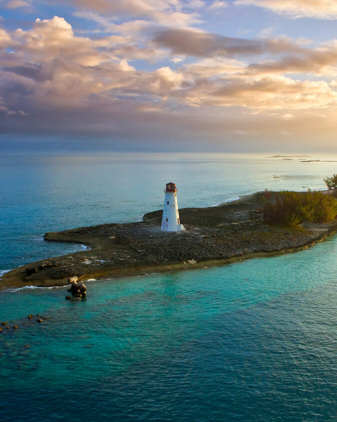 Island of Nassau in the Bahamas at sunset