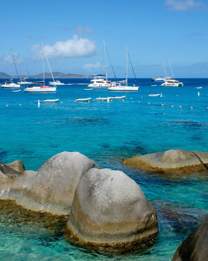 Overview of the ocean at the Baths in Virgin Gorda