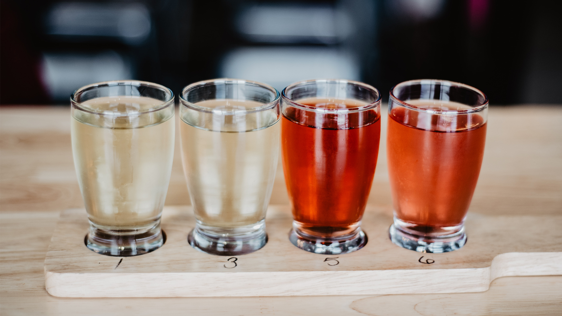 A tasting flight of Vermont hard ciders