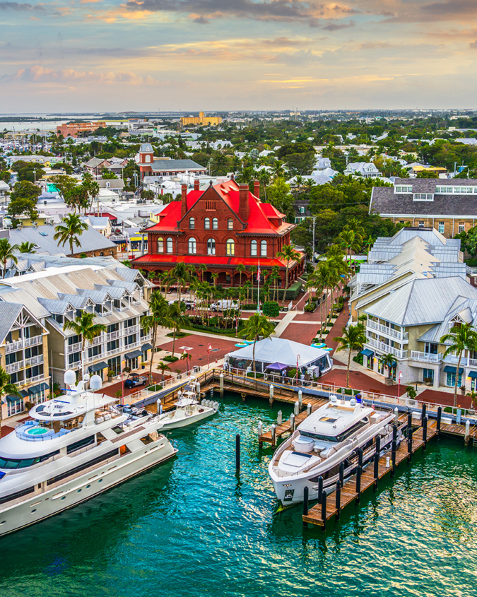 An overhead view of Key West in Florida